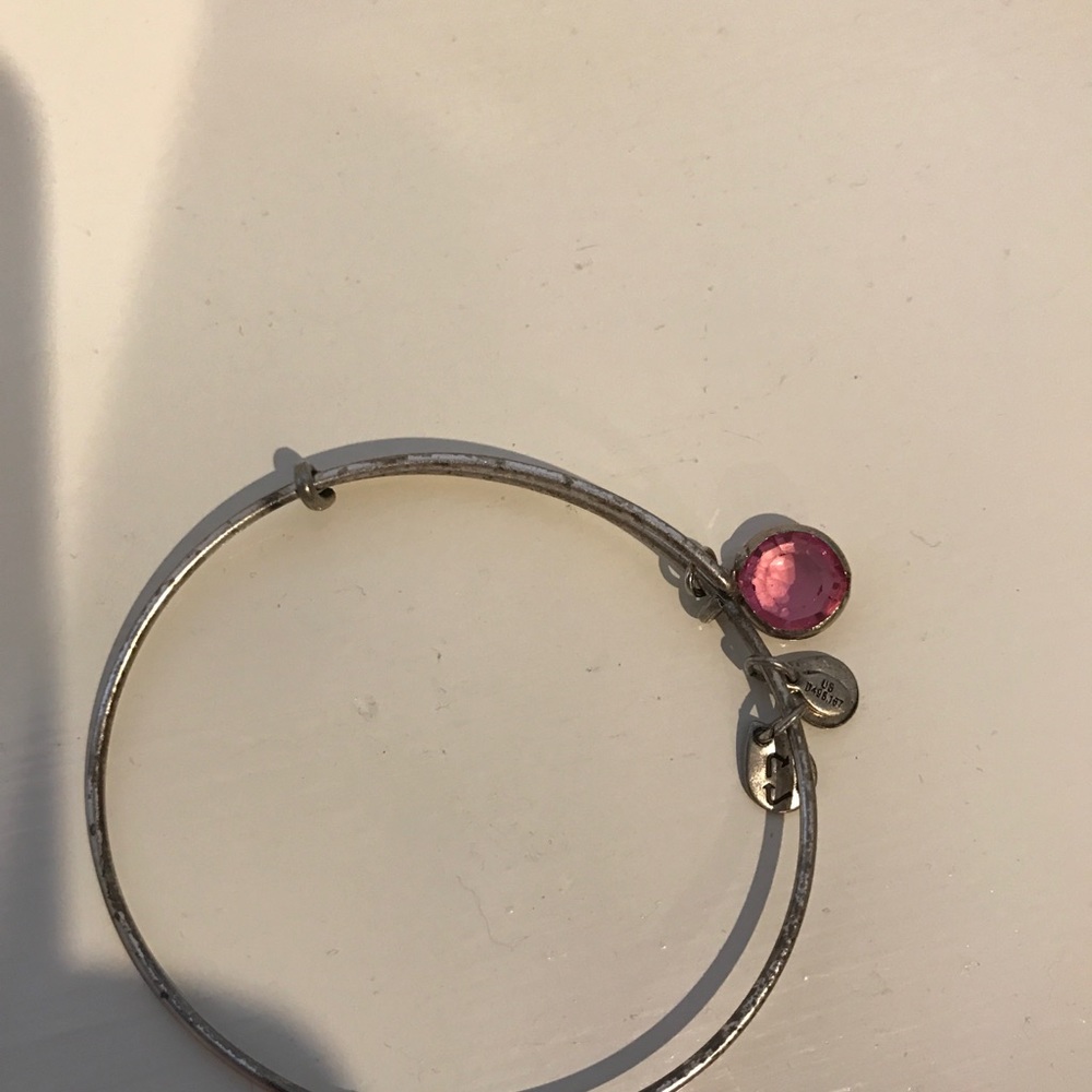 Alex and Ani Silver w/ pink crystal Bracelet EUC